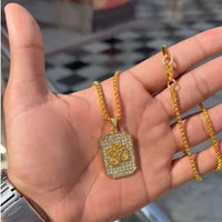Gold Plated Om Diamond Pendant and Chain
