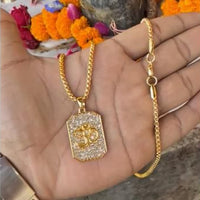 Gold Plated Om Diamond Pendant and Chain
