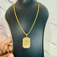 Gold Plated Om Diamond Pendant and Chain
