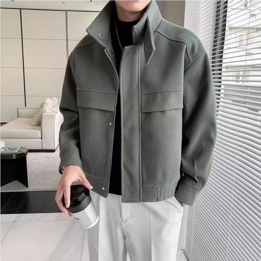 New Fashion Brand Korean Style Ruffle Handsome Stylish Short Sense Woolen Jacket